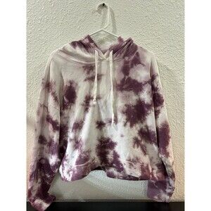 Stitch and Pine Purple Tie Dye Crop Hooded Sweatshirt Large